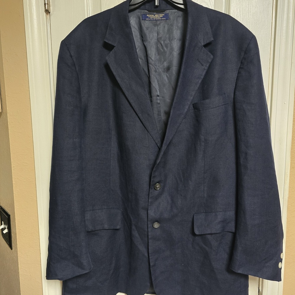 Brooks Brothers Navy Blue Silk Blazer Jacket Vintage‎ Made in USA
